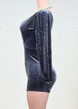 ADHARA BLUE RHINESTONE EMBELLISHED ROMPER