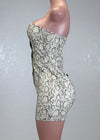 LILITH SNAKE PRINT FRONT BUTTON DOWN TUBE MINI DRESS