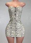 LILITH SNAKE PRINT FRONT BUTTON DOWN TUBE MINI DRESS