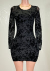DELANEY BLACK FLOWER DETAIL MESH BODYCON MINI DRESS