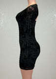 DELANEY BLACK FLOWER DETAIL MESH BODYCON MINI DRESS