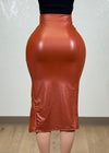 LORNA RUST FAUX LEATHER MIDI SKIRT