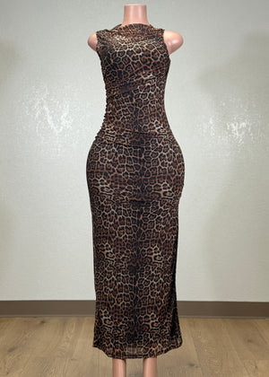 SAMANTHA  ANIMAL PRINT BODYCON MAXI DRESS