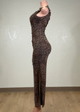 SAMANTHA  ANIMAL PRINT BODYCON MAXI DRESS