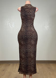 SAMANTHA  ANIMAL PRINT BODYCON MAXI DRESS