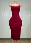 CAMPBELL RUBY RED SIDE SLIT BODYCON MINI DRESS