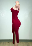 CAMPBELL RUBY RED SIDE SLIT BODYCON MINI DRESS