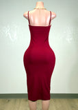CAMPBELL RUBY RED SIDE SLIT BODYCON MINI DRESS