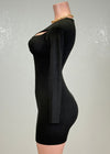 VENUS BLACK TWISTED CUTOUT KEYHOLE BODYCON MINI DRESS