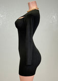 VENUS BLACK TWISTED CUTOUT KEYHOLE BODYCON MINI DRESS