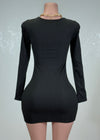 VENUS BLACK TWISTED CUTOUT KEYHOLE BODYCON MINI DRESS