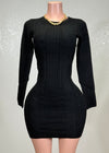 CALLIE BLACK LONG SLEEVE BACK CUT OUT MINI DRESS