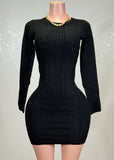CALLIE BLACK LONG SLEEVE BACK CUT OUT MINI DRESS
