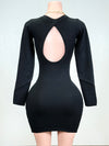 CALLIE BLACK LONG SLEEVE BACK CUT OUT MINI DRESS
