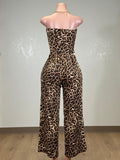 LIA ANIMAL PRINT STRAPLESS JUMPSUIT
