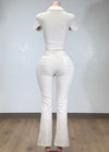 EVIE BEIGE & WHITE SHORT SLEEVE SET