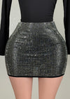WYNTER RHINESTONE STUD STRETCHY MINI SKIRT