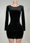 OPAL BLACK RHINESTONE EMBELLISHED BODYCON MINI DRESS