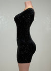 OPAL BLACK RHINESTONE EMBELLISHED BODYCON MINI DRESS