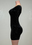 OPAL BLACK RHINESTONE EMBELLISHED BODYCON MINI DRESS