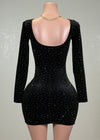 OPAL BLACK RHINESTONE EMBELLISHED BODYCON MINI DRESS