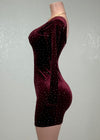 OPAL BURGUNDY RHINESTONE EMBELLISHED BODYCON MINI DRESS