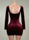 OPAL BURGUNDY RHINESTONE EMBELLISHED BODYCON MINI DRESS