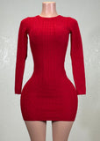 CALLIE RED LONG SLEEVE BACK CUT OUT MINI DRESS