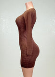 CALLIE BROWN LONG SLEEVE BACK CUT OUT MINI DRESS