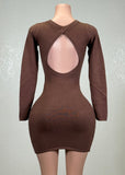 CALLIE BROWN LONG SLEEVE BACK CUT OUT MINI DRESS