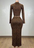 ALAYNA CHEETAH PRINT LONG SLEEVE CROP TOP & MAXI SKIRT SET