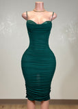 SKY GREEN MESH RUCHED BODYCON STRAPPY MINI DRESS