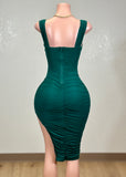 SUNLIGHT GREEN MESH RUCHED BODYCON MINI DRESS