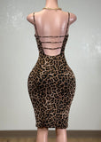 BAILEE ANIMAL PRINT BODYCON STRAPPY MIDI DRESS