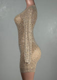 KARTER IVORY MESH RHINESTONE BODYCON MINI DRESS