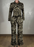 EMI CHEETAH PRINT LONG SLEEVE LOOSE FIT TOP & STRAIGHT CUT PANTS
