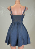 RHONDA DENIM BUSTIER RUCHING BACK MINI DRESS