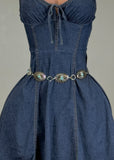WESTERN TURQUOISE MEDAL LINKED METAL BELT