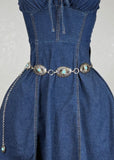 WESTERN TURQUOISE MEDAL LINKED METAL BELT