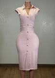 MALTA PINK BUTTON DOWN STRETCH DRESS