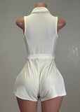 HANALEI IVORY SELF-TIE COLLARED ROMPER