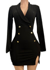 REMY BLACK LONG SLEEVE V NECK MINI DRESS