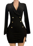 REMY BLACK LONG SLEEVE V NECK MINI DRESS