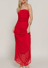 SELENA RED DRESS STRAPLESS