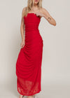 SELENA RED DRESS STRAPLESS