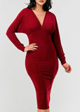 Daria Long Sleeve Dress Burgundy