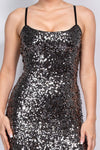 ALLISON BLACK SEQUIN SLIT BODYCON MIDI DRESS