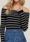 RENEE  BLACK/IVORY TOP  OFF SHOULDER