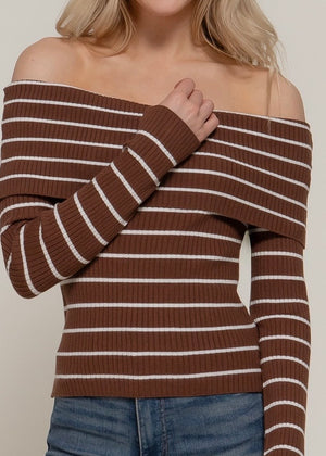 RENEE  BROWN/IVORY TOP  OFF SHOULDER