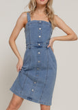 JANDY MID DENIM BUTTON DOWN STRETCH DRESS